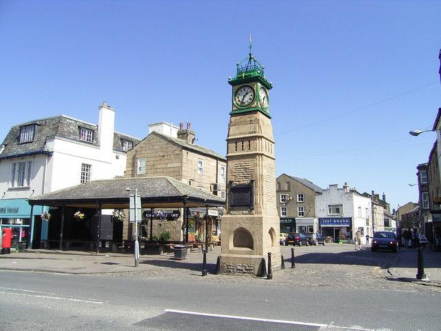 Historic clock tower in Otley Market Place